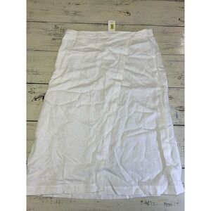 Eileen Fisher White Linen Wrap Midi Skirt Size L G